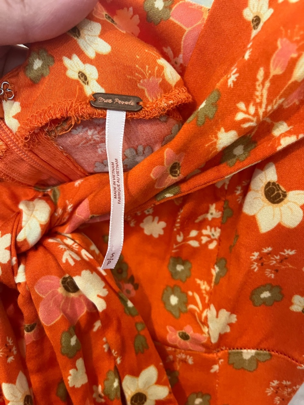 Free People Orange Floral Tie-Front Mini Dress - Picture 4 of 6